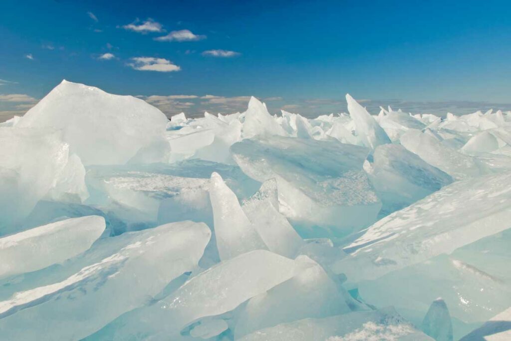 ice shoves on Lake Winnebago Wisconsin